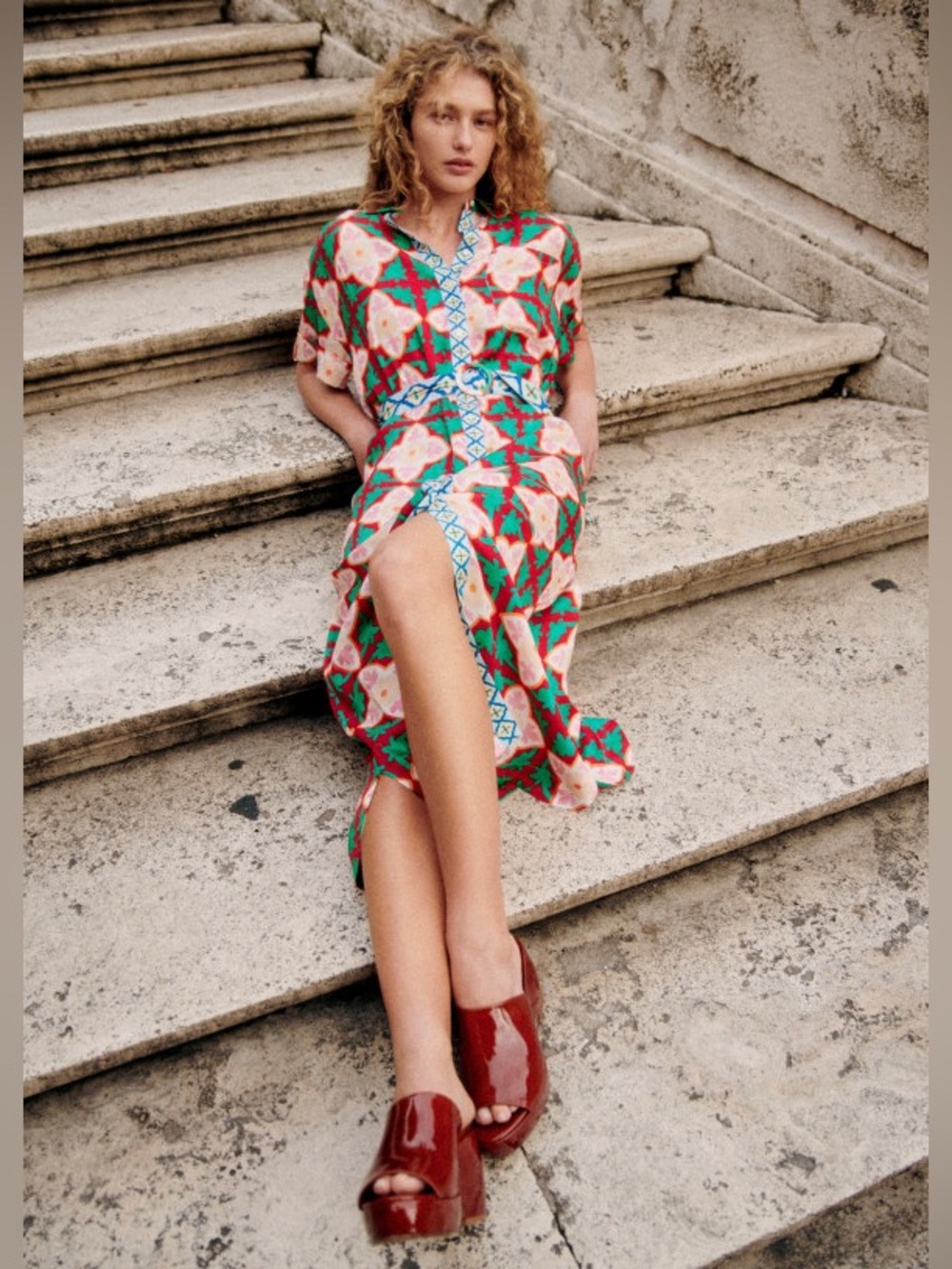 Sézane Dora Dress in Tiles Print, Size 36 (US 4)